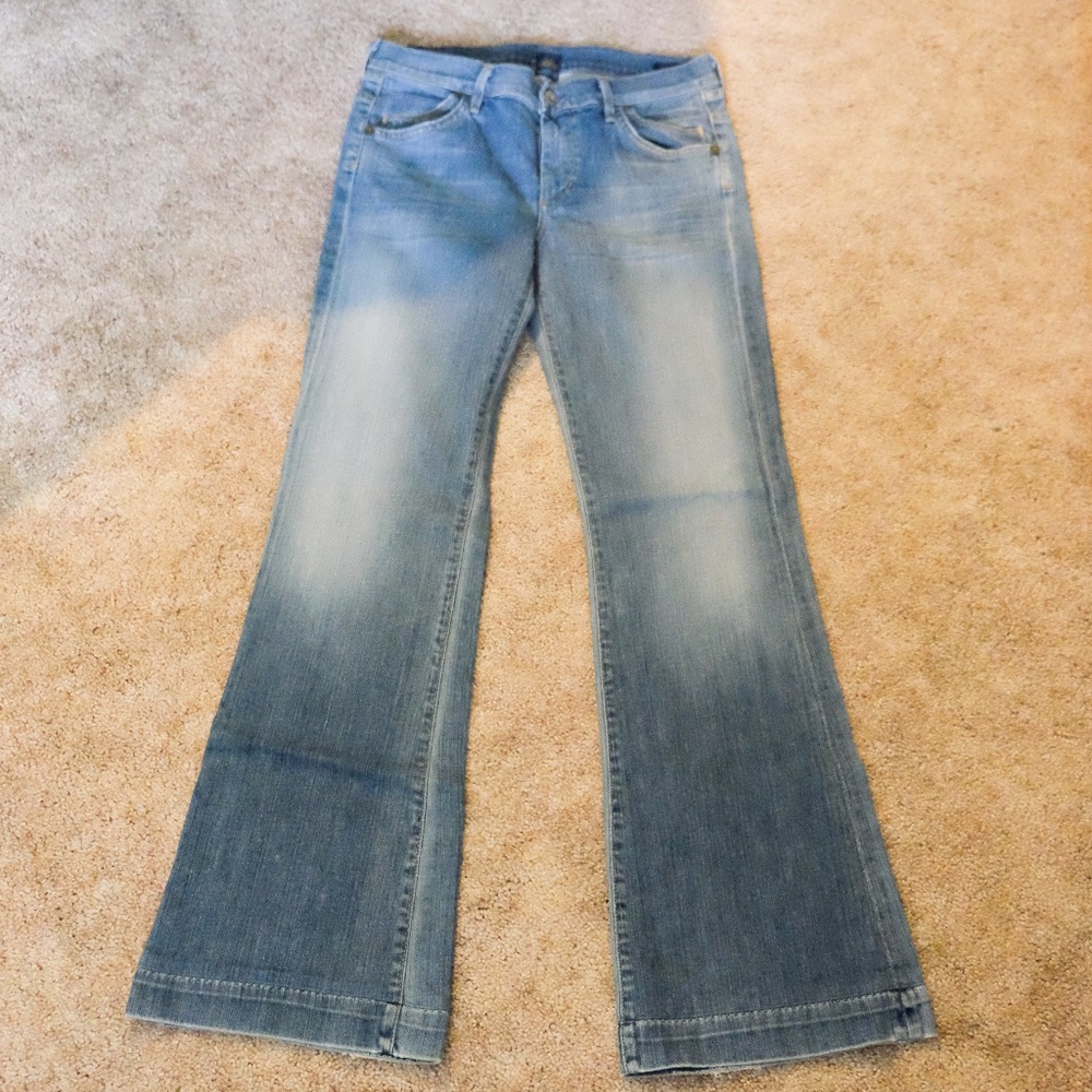 7 wide-leg Hutton flare jeans, medium wash, 29